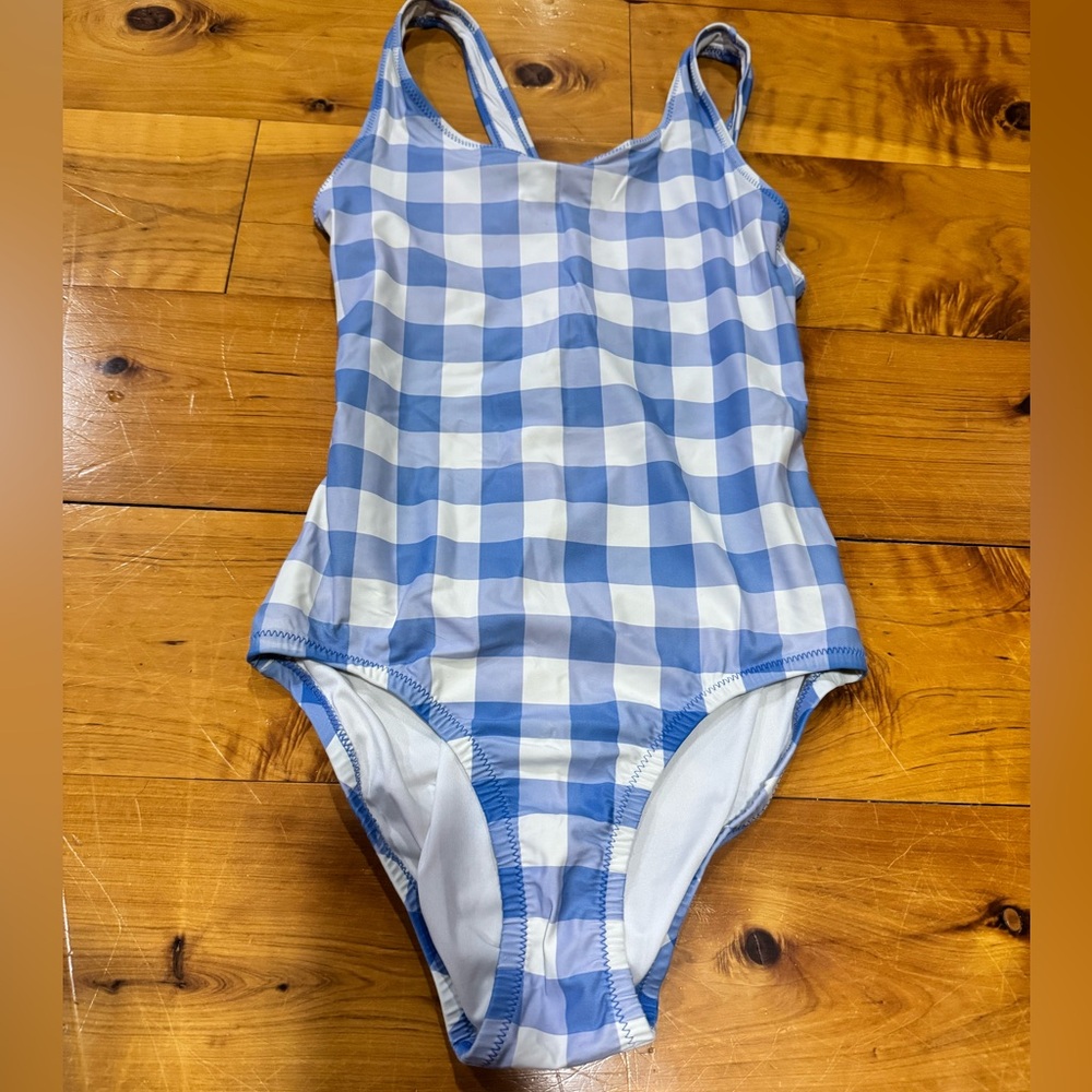 Primary Blue and White Checkered Swimsuit